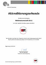 Akkreditierungsurkunde Medienwissenschaft B.A.