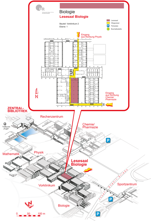Lageplan Lesesaal Biologie