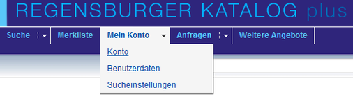 Bildschirmausschnitt Regensburger Katalog