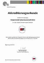 Akkreditierungsurkunde Vergleichende Kulturwissenschaft B.A.