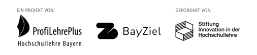 Logos der Verbundpartner PLP, BayZiel und Stiftung Innovation in der Hochschullehre
