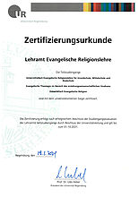 Zertifizierungsurkunde Lehramt Evangelische Theologie