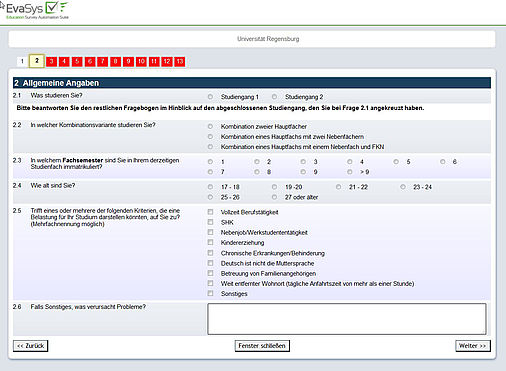 Evasys Anmeldebildschirm