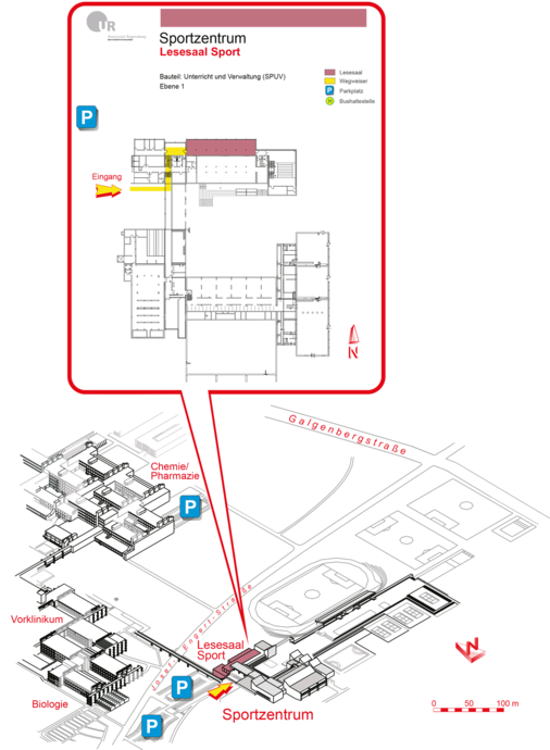 Lageplan Lesesaal Sport