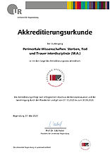 Akkreditierungsurkunde Perimortale Wissenschaften M.A.