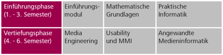 Aufbau des Medieninformatik Studiums
