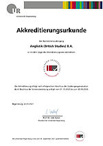 Akkreditierungsurkunde Anglistik B.A.