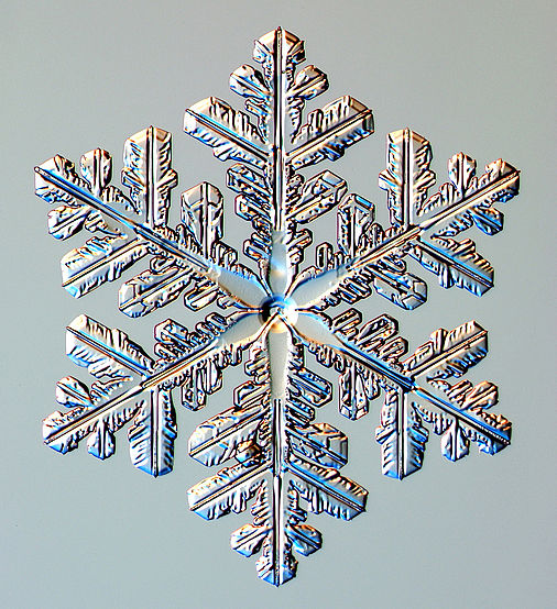 Sternförmiger Eiskristall mit Dendriten