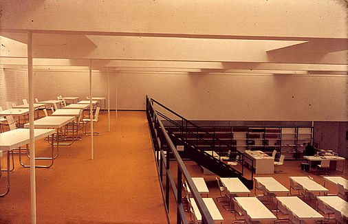 Längsansicht der Galerie im Lesesaal Mathematik