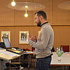 Christian Knittl presenting on the former German American House in Regensburg