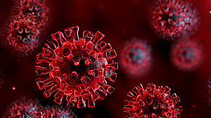 Mikroskopische Ansicht des SARS-Virus.